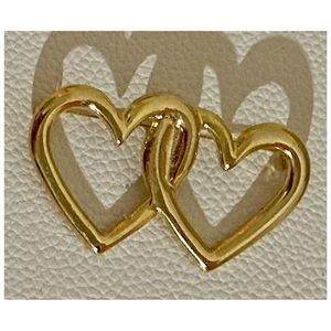 Gold Double Heart Brooch | Interlocking Hearts Pin | Classic Romantic Jewelry